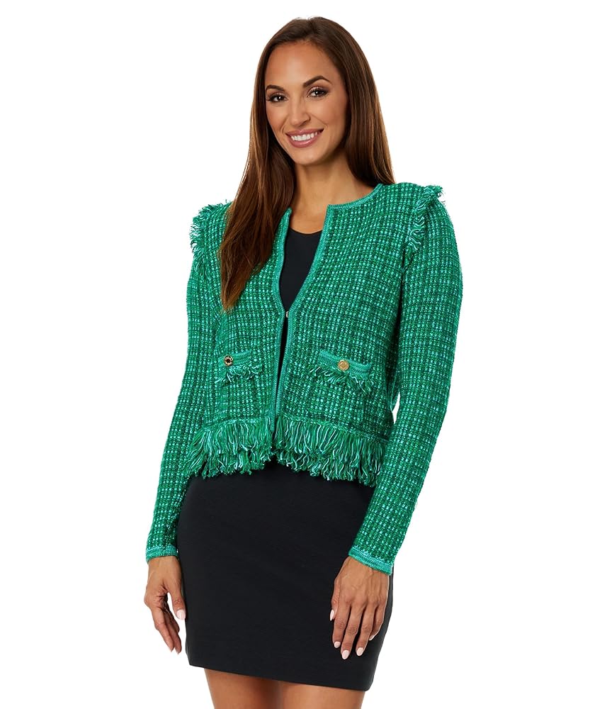 Lilly Pulitzer Womens Simora Cardigan Evergreen Exotic Tweed
